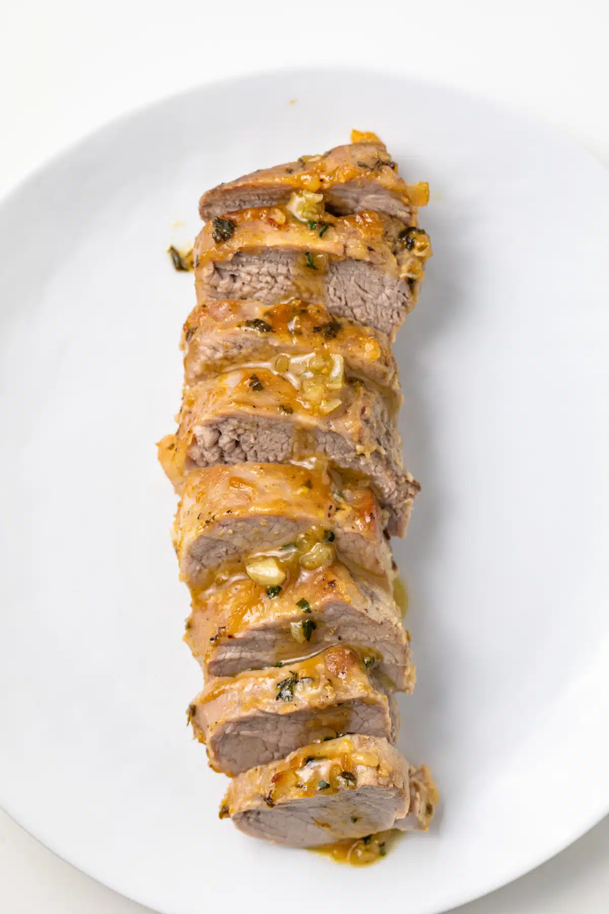 Maple mustard sauce over pork tenderloin.