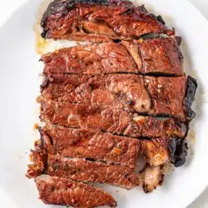 Grilled steaks marinated in spicy steak marinade.