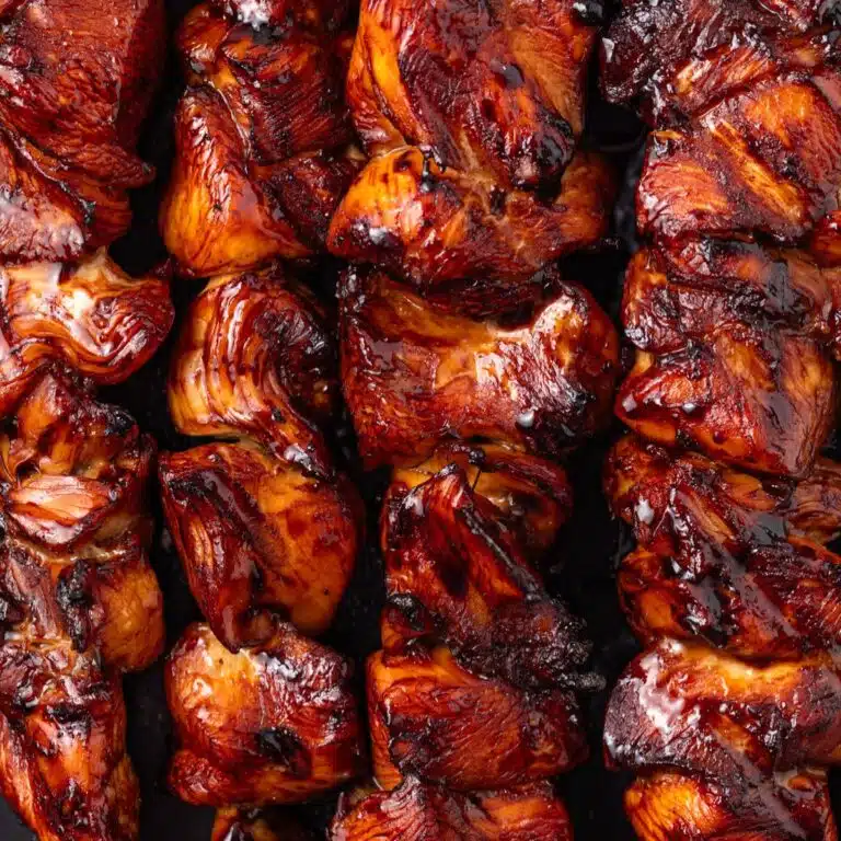 Close up of chicken yakitori.