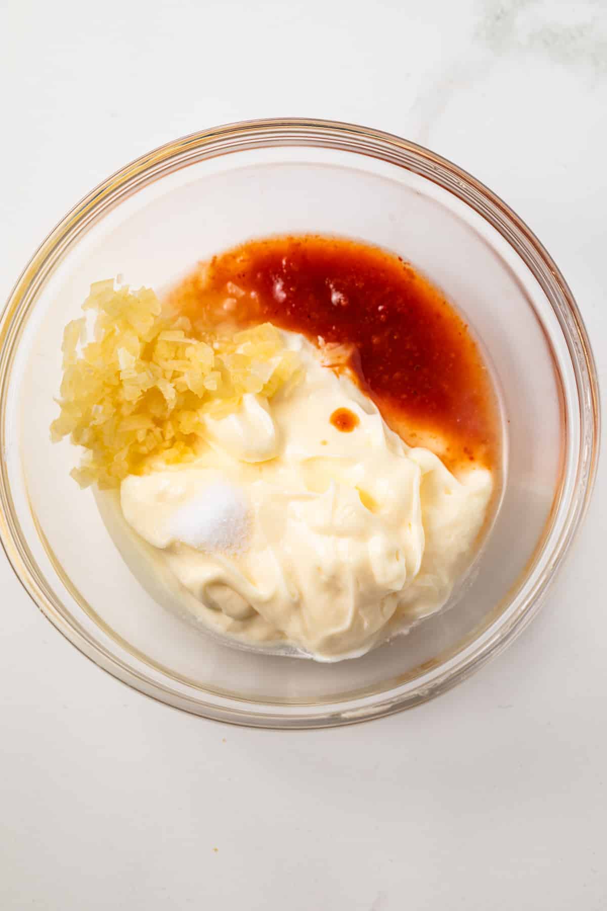 Ingredients in a glass bowl.