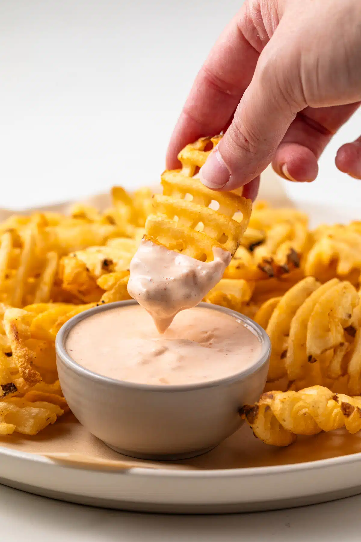 Waffle fry dipped in chipotle aioli.