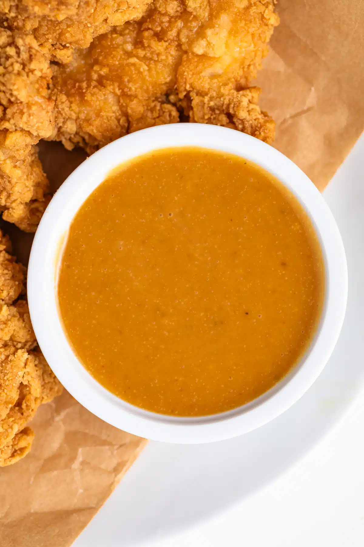 Close up of copycat Chick Fil A sauce in a white bowl.