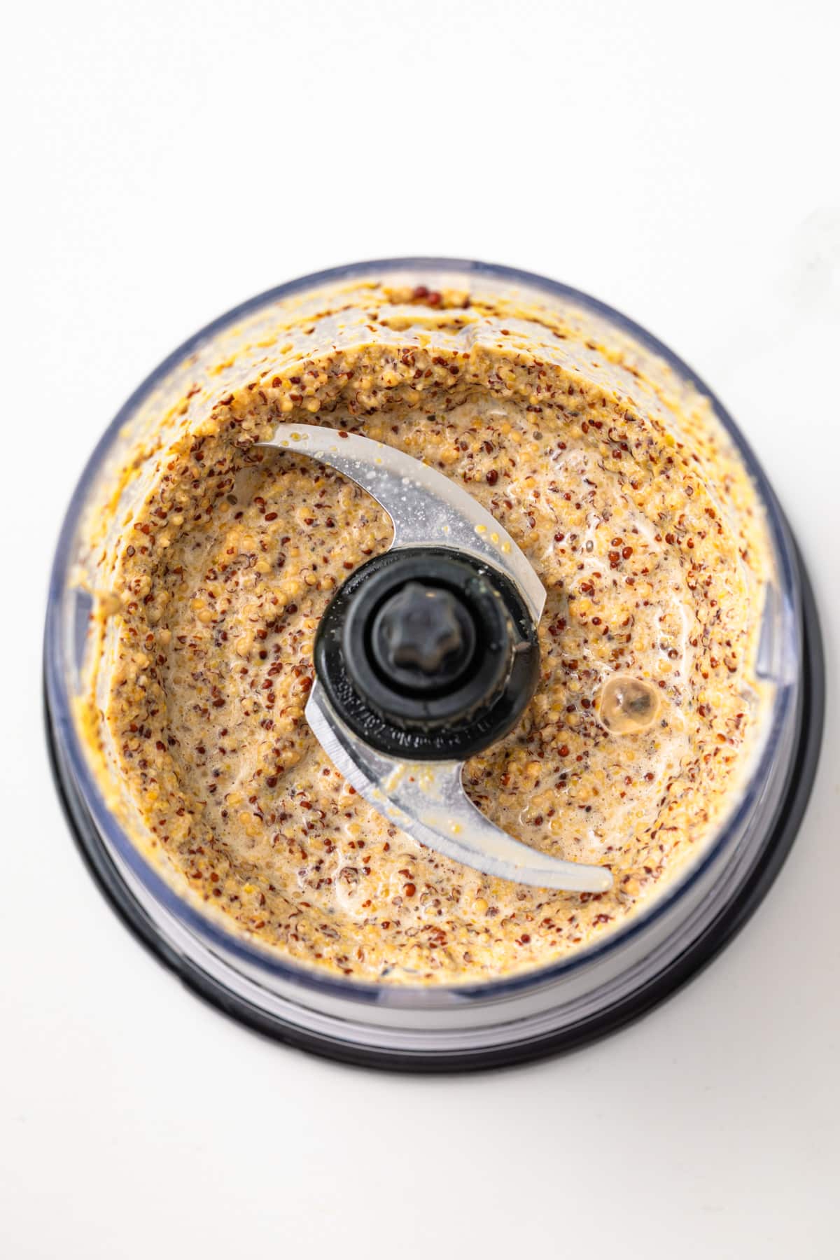 Spicy mustard in a food processor.