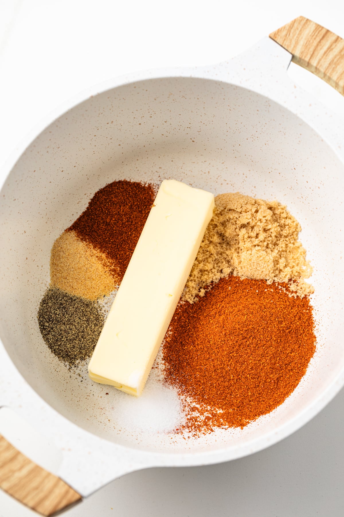 Ingredients in a saucepan.