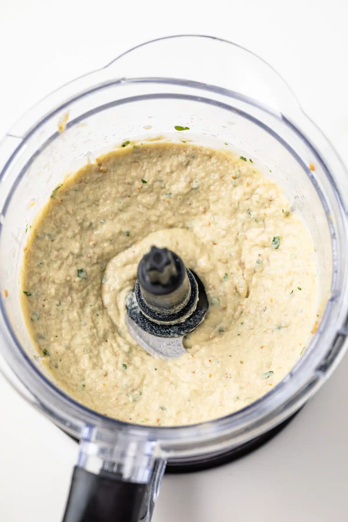 Baba ganoush in a food processor.