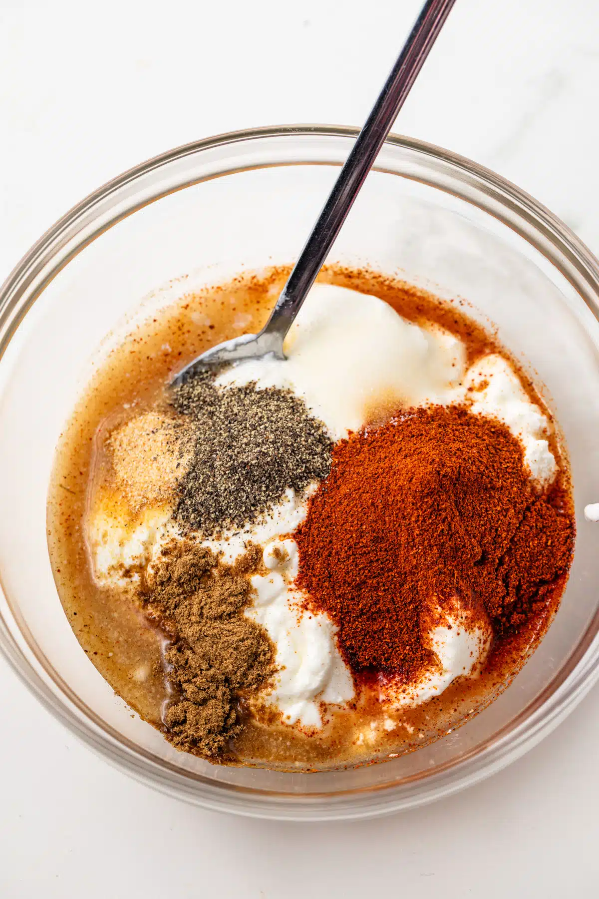 Ingredients in a glass bowl.