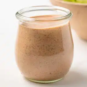 Creamy southwest salad dressing in a glass jar.