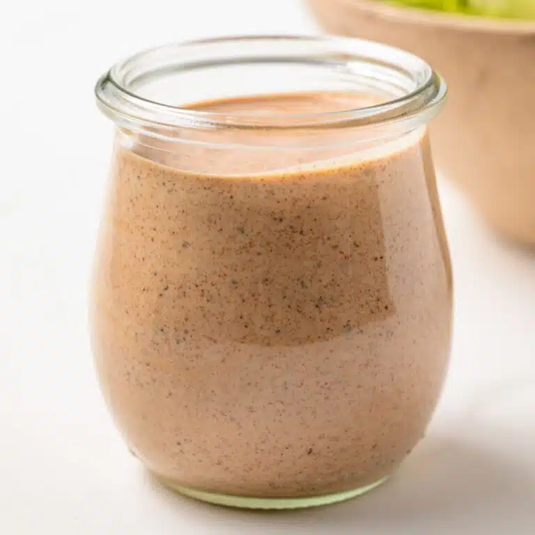 Creamy southwest salad dressing in a glass jar.