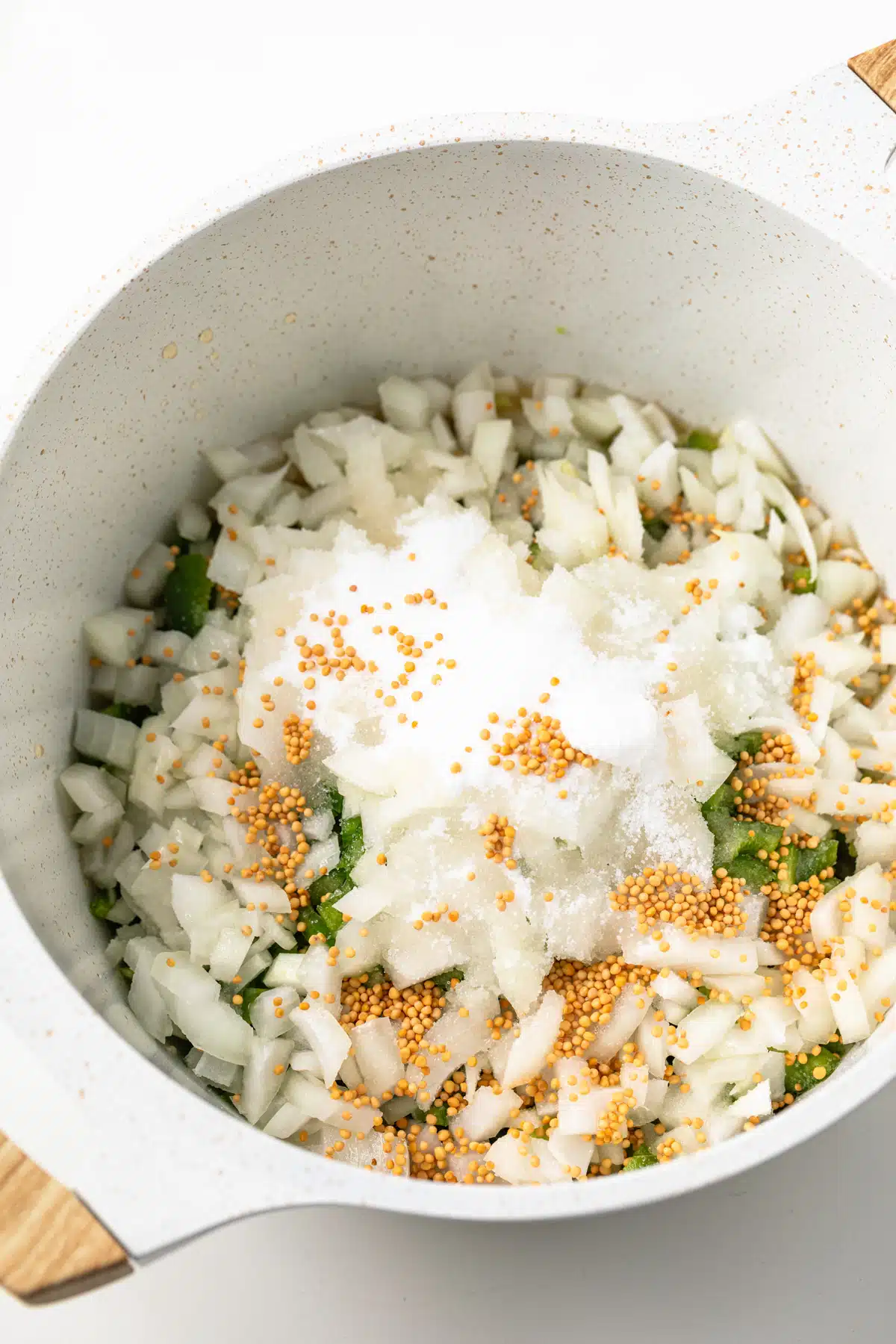 Ingredients for relish in a sauce pan.